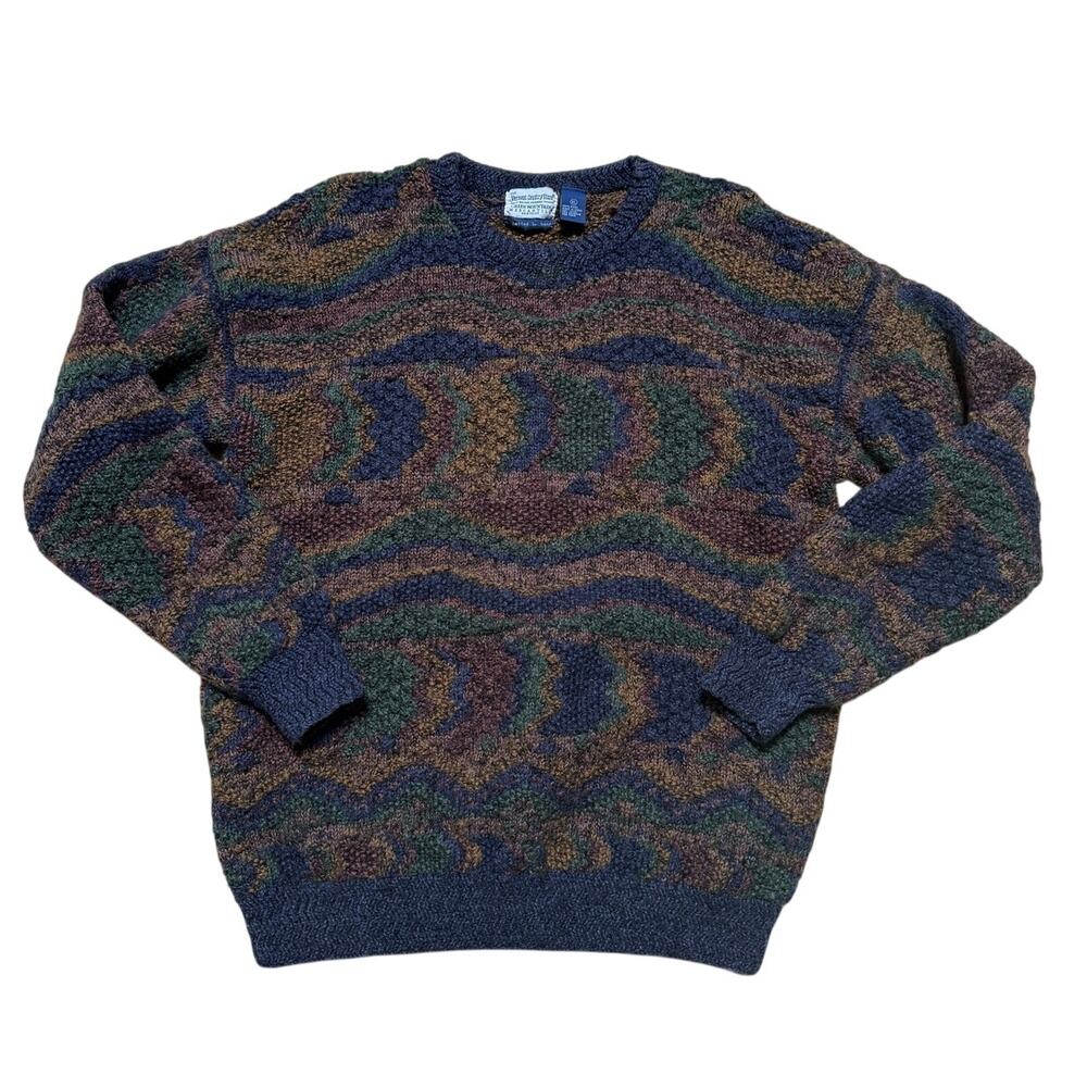 Vintage Cooji Effect Hand Knit Wool Sweater 90s Vermont Country Store SZ XL